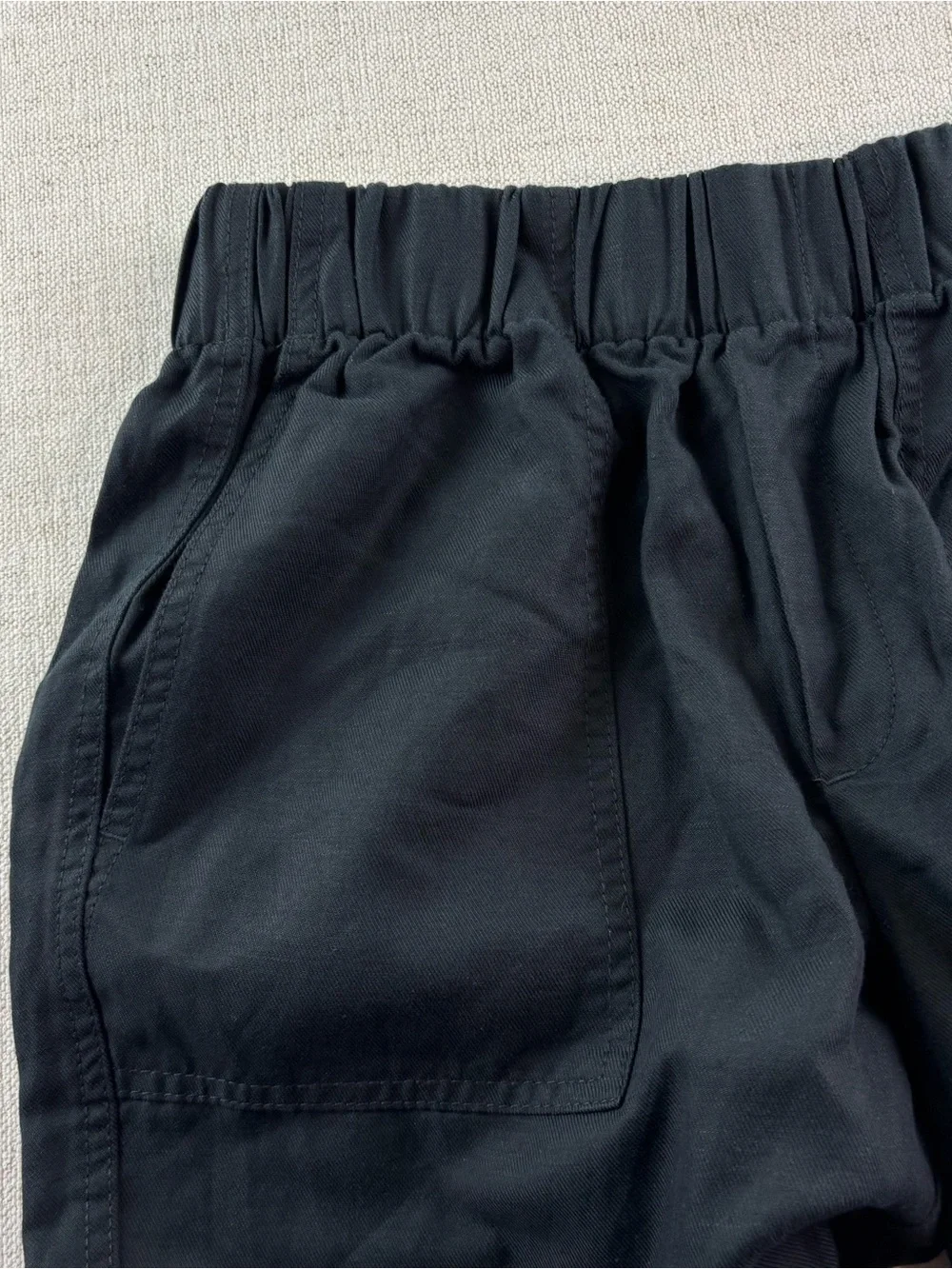 Banana Republic New women S linen blend tapered crop pants black elastic waist